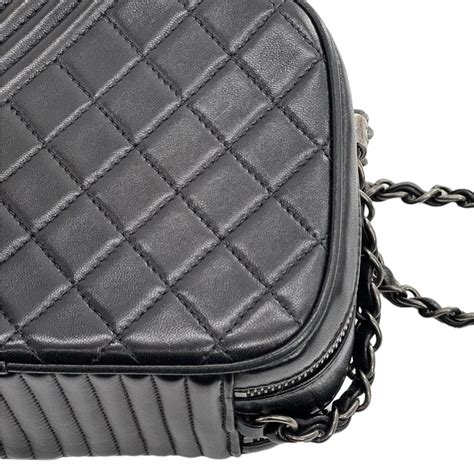 CHANEL Lambskin Small Coco Boy Camera Case Black